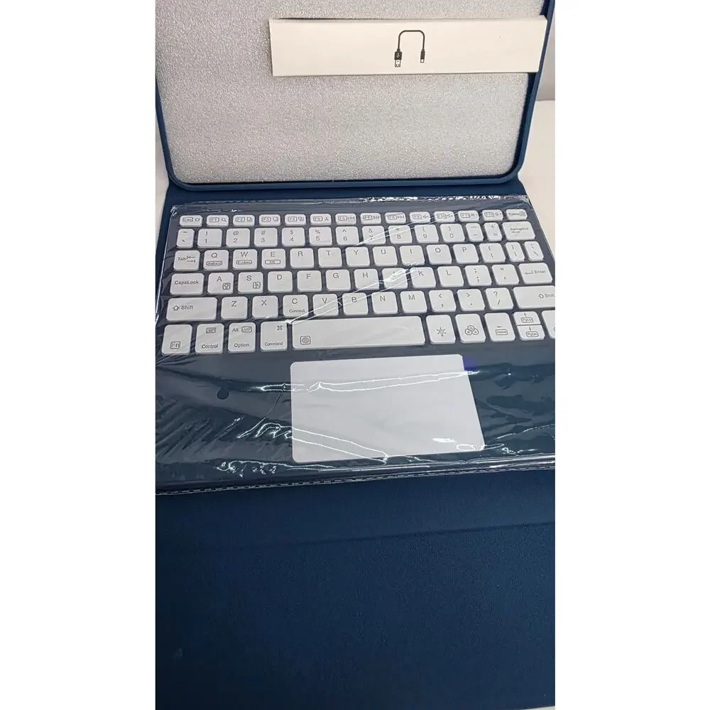 Navy Blue Case with Keyboard Folio Cover Compatible for iPad 11th 10th Gen